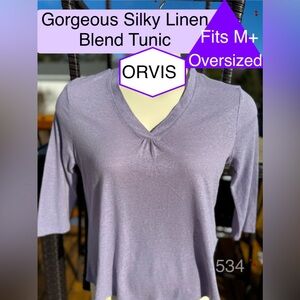 ORVIS Luxury Lavender Oversized Linen Blend Tunic💜 Like New! flawless! SM/Med+🔥